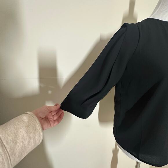 Anonyme Black 3/4 Sleeve Blouse Sz 4 - Picture 5 of 9